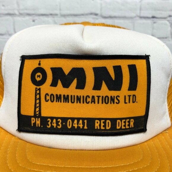 Vintage OMNI Communications Ltd. Red Deer Trucker Hat Mesh Cap Snapback Patch - Picture 6 of 7
